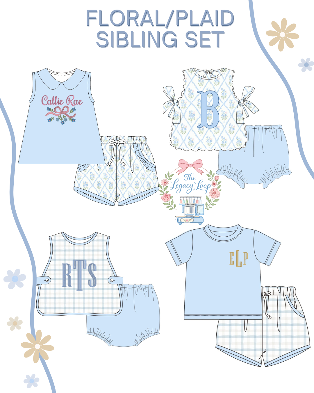 Blue Floral & Plaid Sibling Sets - Closes 06/19 (ETA: 10-12 weeks)