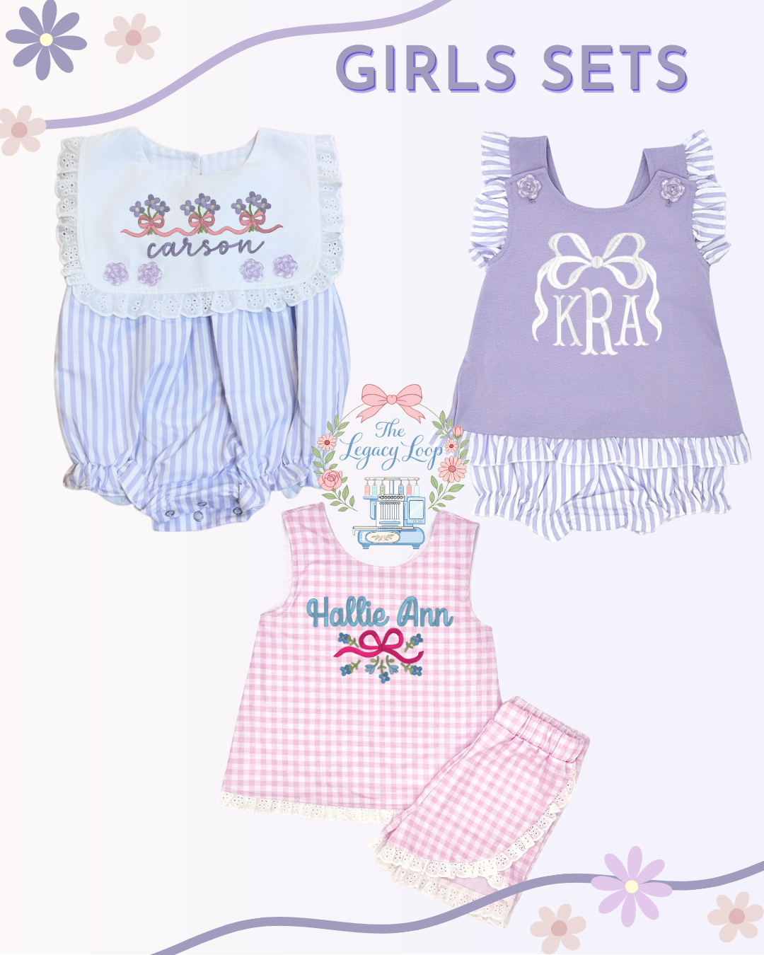 Purple Stripe Bubble, Diaper Set & Pink Gingham Short Set - Closes 06/19 (ETA: 10-12 weeks)