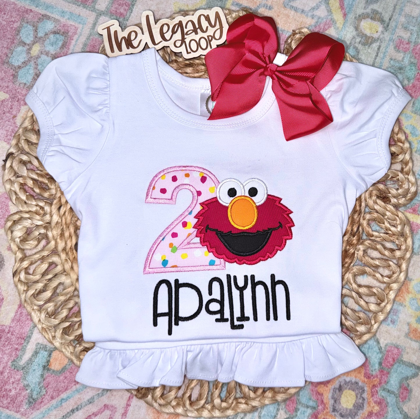 Personalized Elmo Birthday Shirt for Girls | Custom Sesame Street Birthday Outfit | Elmo Applique Shirt | Toddler Birthday Tee