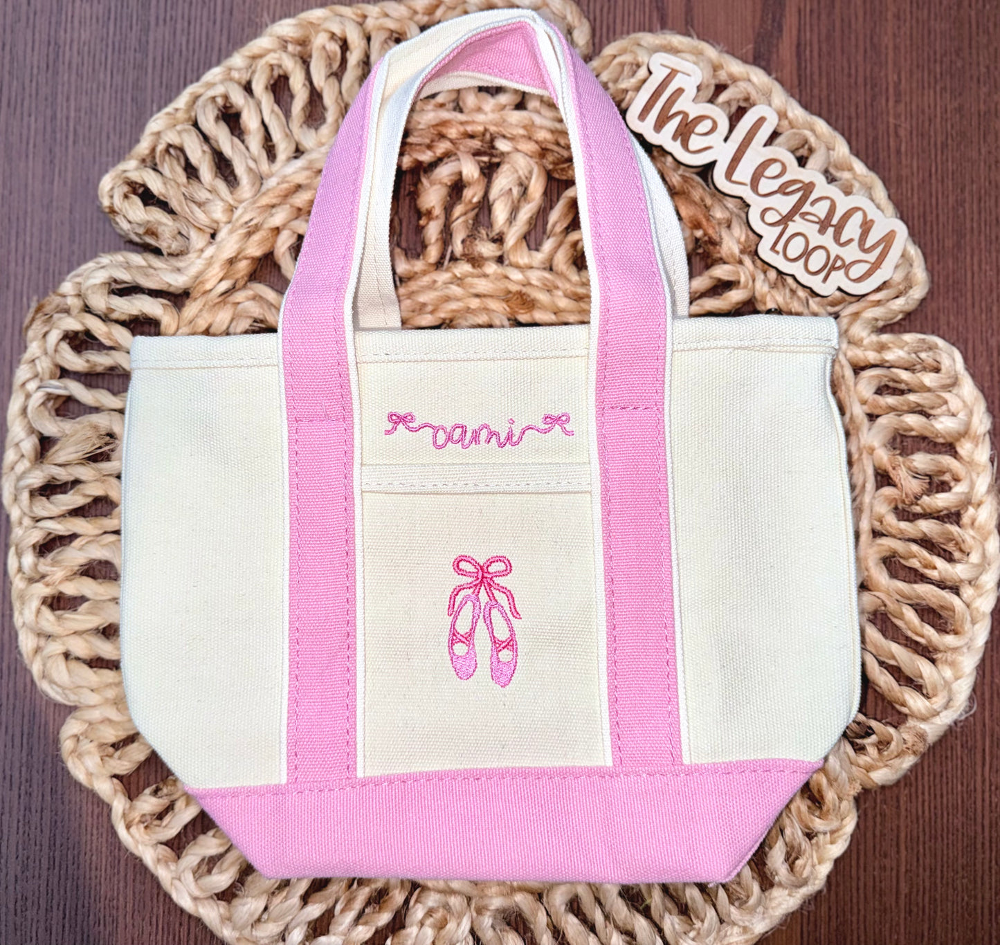 Custom Embroidered Mini Tote Bag for Girls | Kids Canvas Tote Bag | Custom Name Tote