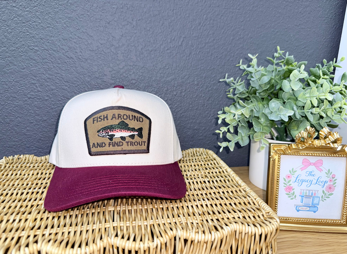 Fish Around and Find Trout Hat | Embroidered Fishing Trucker Hat | Funny Fishing Hat | Outdoorsman Gift | Trout Fishing Cap