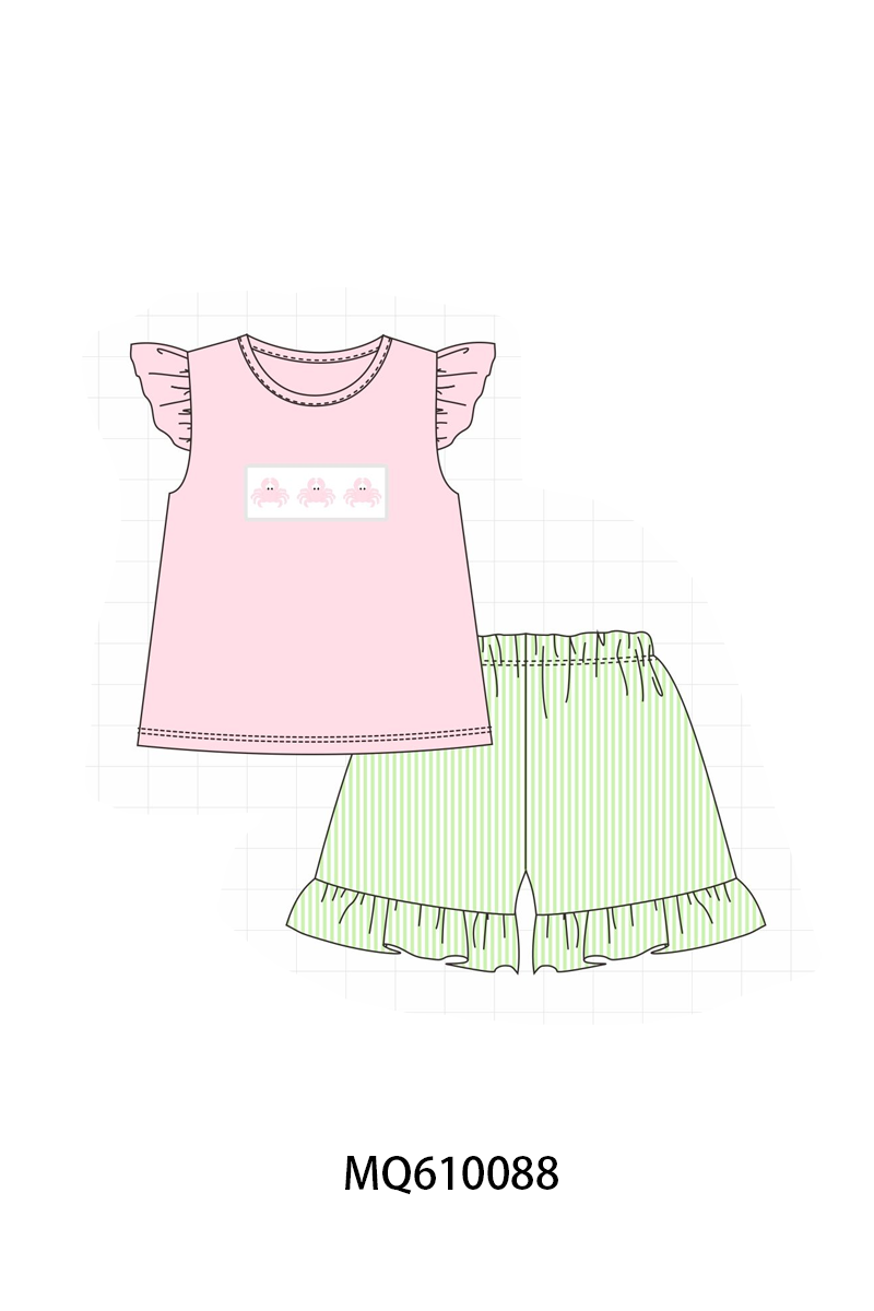 Blue&pink crab embroidery stripe collection - ETA: May (Closes 11/01)