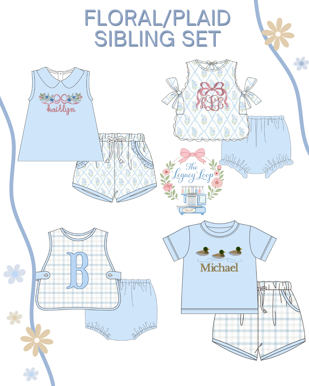 Blue Floral & Plaid Sibling Sets - Closes 06/19 (ETA: 10-12 weeks)