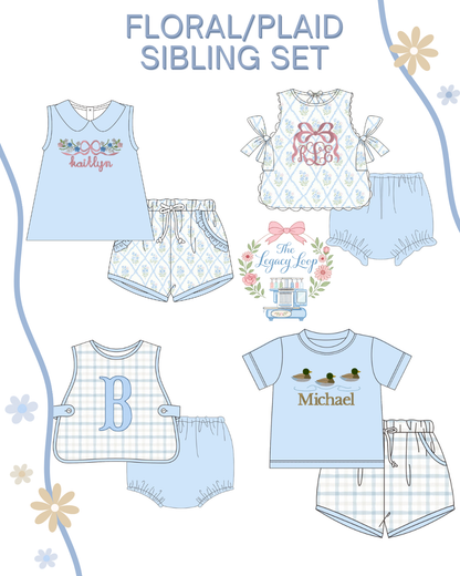 Blue Floral & Plaid Sibling Sets - Closes 06/19 (ETA: 10-12 weeks)