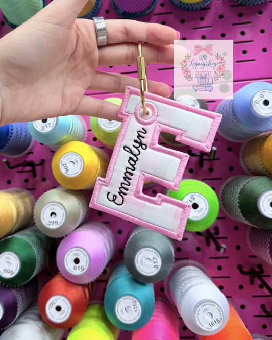 Personalized Embroidered Initial Bag Tag | Custom Backpack & Luggage Tag Keychain