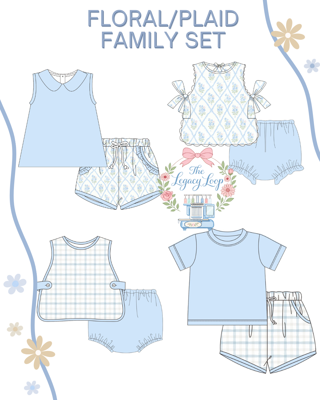 Blue Floral & Plaid Sibling Sets - Closes 06/19 (ETA: 10-12 weeks)