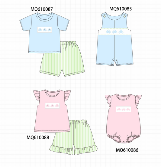 Blue&pink crab embroidery stripe collection - ETA: May (Closes 11/01)