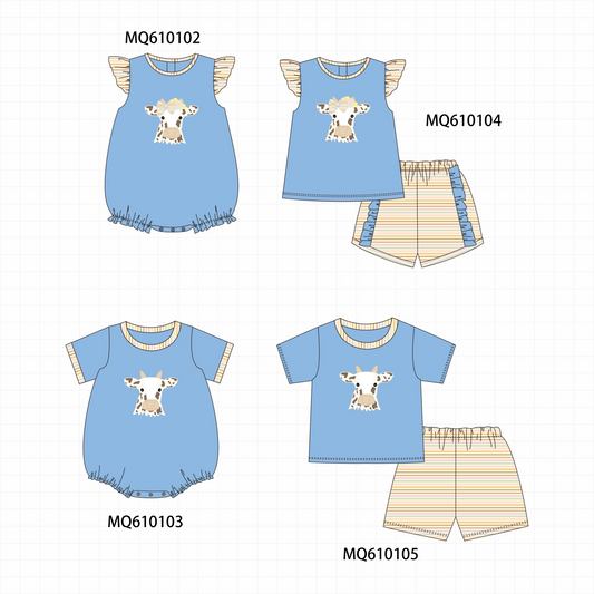 Blue cow applique stripe collection - ETA: May (Closes 11/01)
