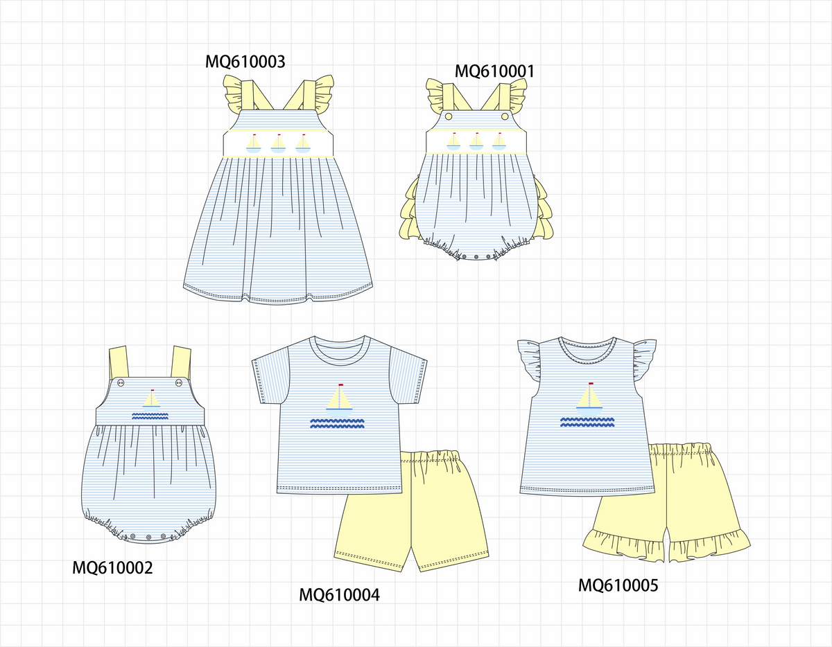 Blue stripe sailboat embroidery collection - ETA: May (Closes 11/01)