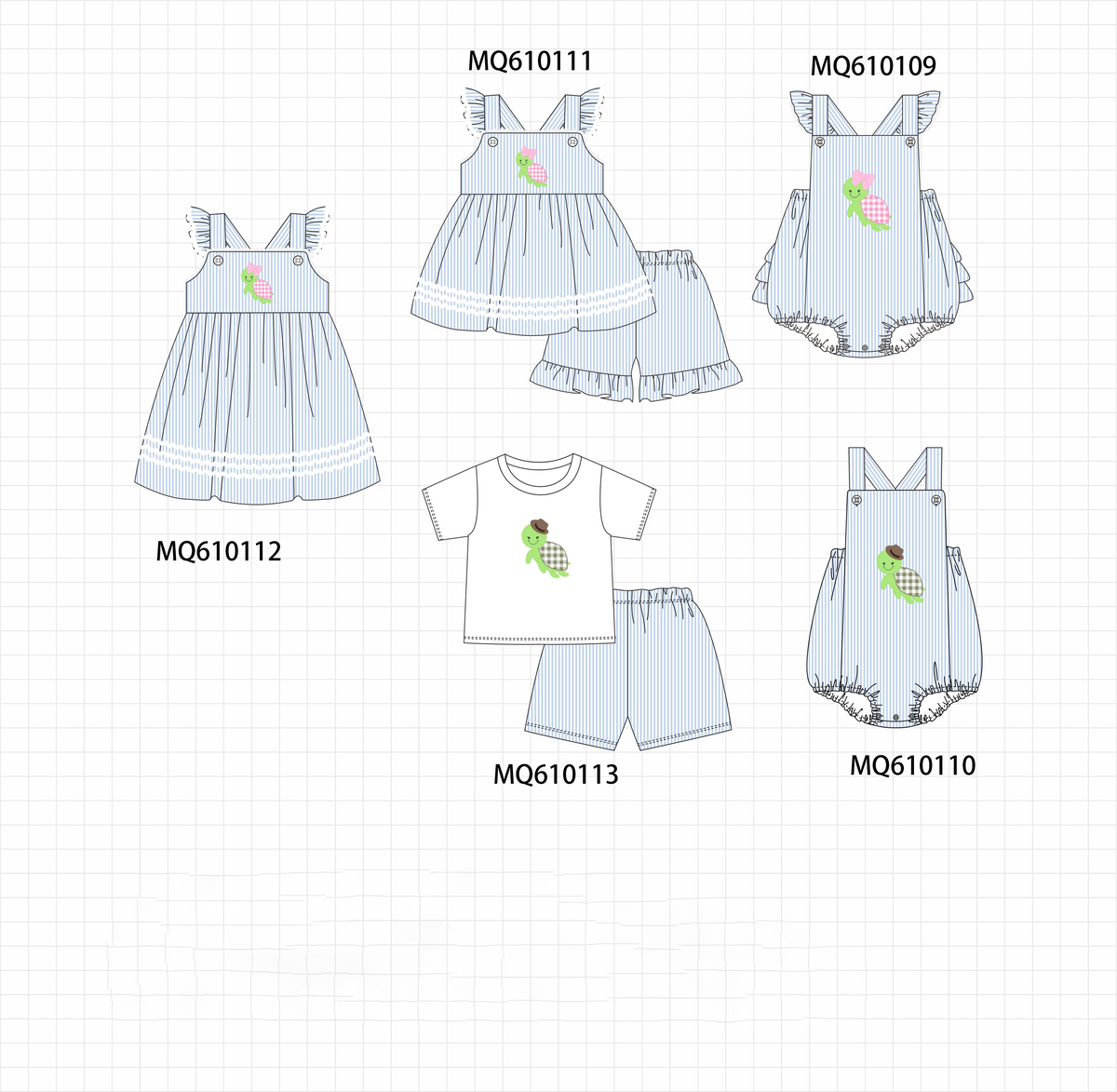 Blue stripe turtle applique collection - ETA: May (Closes 11/01)