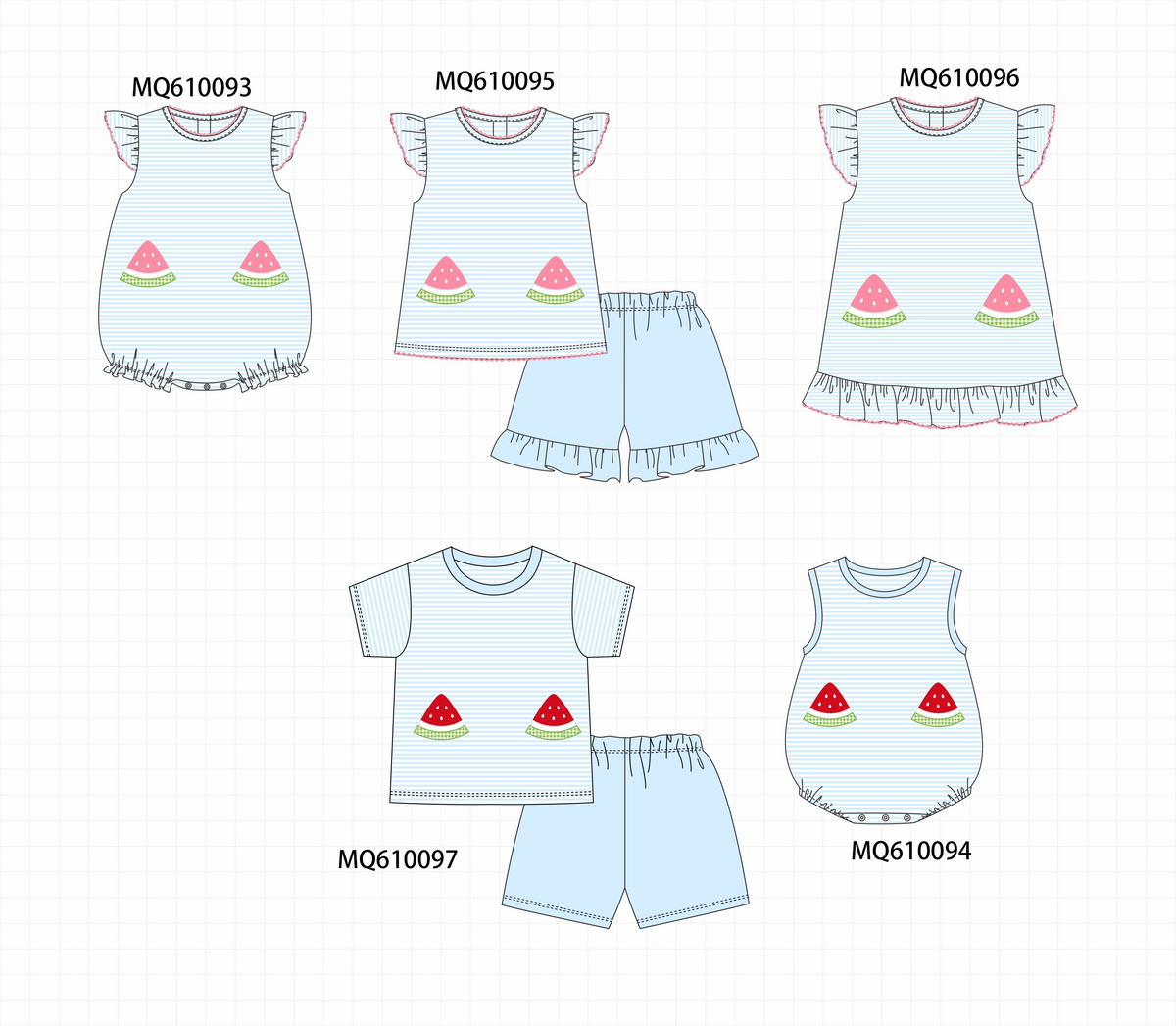 Blue stripe watermelon applique stripe collection - ETA: May (Closes 11/01)