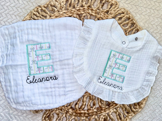 Ruffle Bib & Burp Cloth Set
