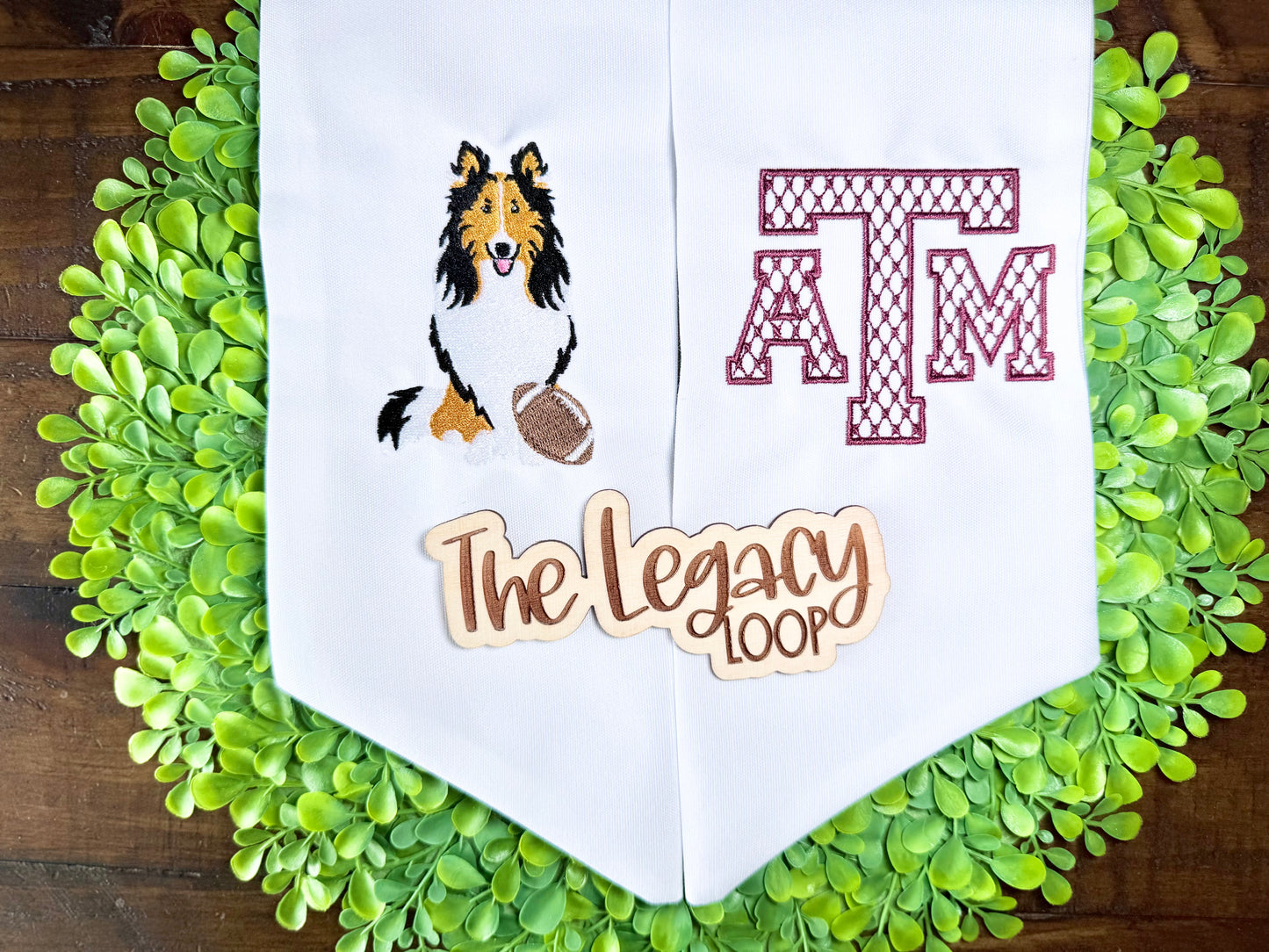 College Football TAMU Reveille Wreath Sash