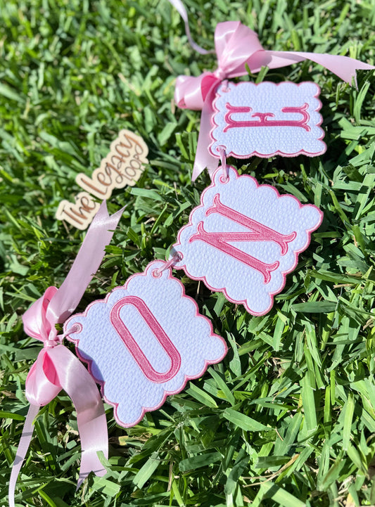 Embroidered First Birthday High Chair Banner with Bows
