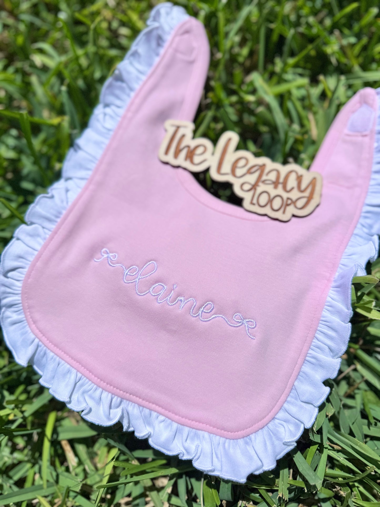 Personalized Baby Bib with Ruffle Trim