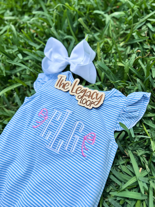 Monogram Striped Bubble Romper