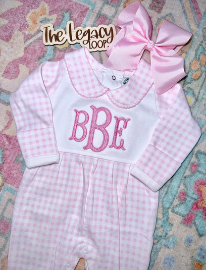 Personalized  Baby Romper | Custom Monogram Baby Outfit | Embroidered Baby Footie | Boutique Baby Girl Clothing