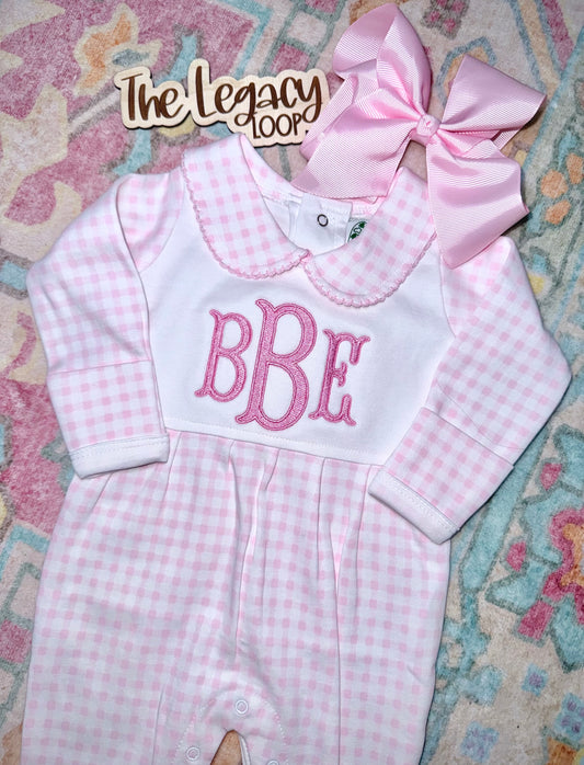 Personalized  Baby Romper | Custom Monogram Baby Outfit | Embroidered Baby Footie | Boutique Baby Girl Clothing