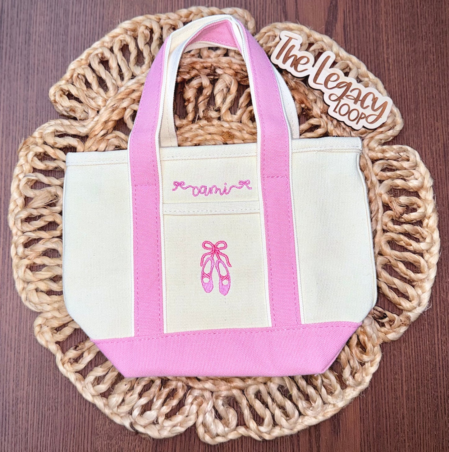Custom Embroidered Mini Tote Bag for Girls | Kids Canvas Tote Bag | Custom Name Tote