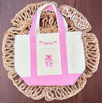 Custom Embroidered Mini Tote Bag for Girls | Kids Canvas Tote Bag | Custom Name Tote