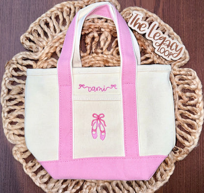 Custom Embroidered Mini Tote Bag for Girls | Kids Canvas Tote Bag | Custom Name Tote