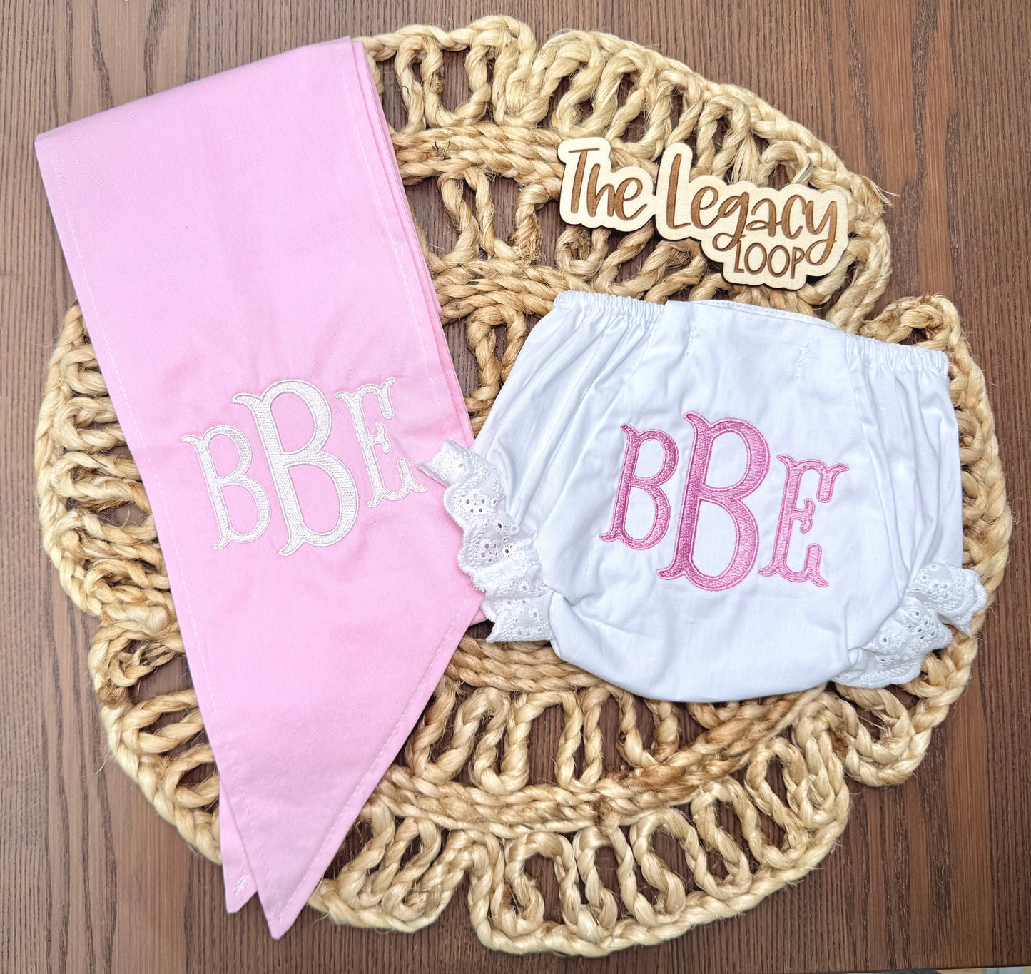Personalized Baby Girl Hospital Bundle | Monogram Bloomers + Newborn Sash Bow Set | Custom Baby Girl Coming Home Outfit