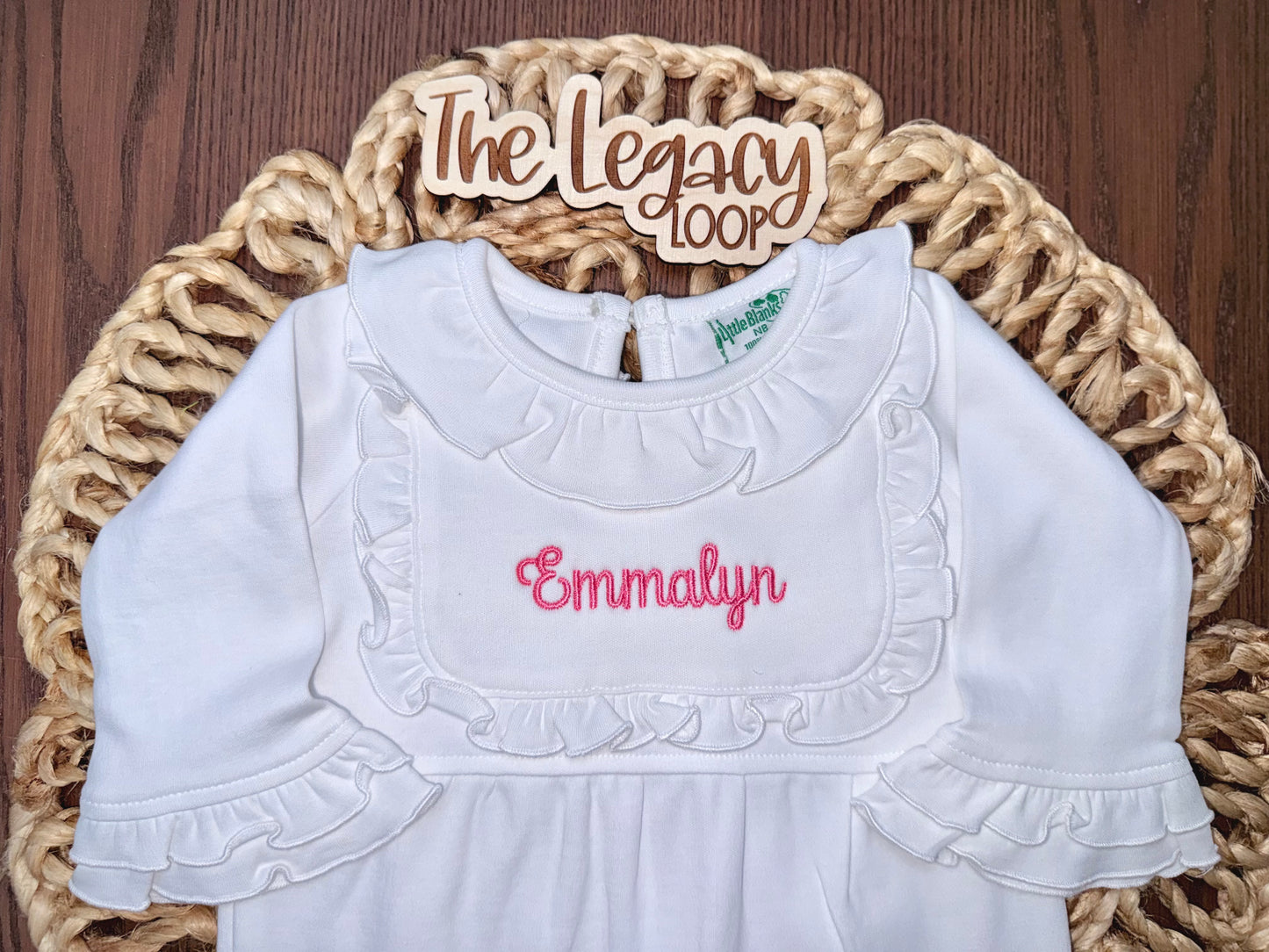 Personalized Ruffle Footie for Baby Girls | Custom Embroidered Baby Sleeper | Monogram Footie Pajamas | Newborn Take Home Outfit