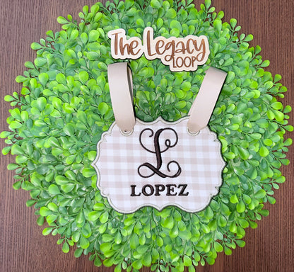 Personalized Stroller Tag | Custom Baby Stroller Name Tag | Embroidered Stroller Charm | Diaper Bag Tag | Baby Shower Gift