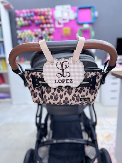 Personalized Stroller Tag | Custom Baby Stroller Name Tag | Embroidered Stroller Charm | Diaper Bag Tag | Baby Shower Gift