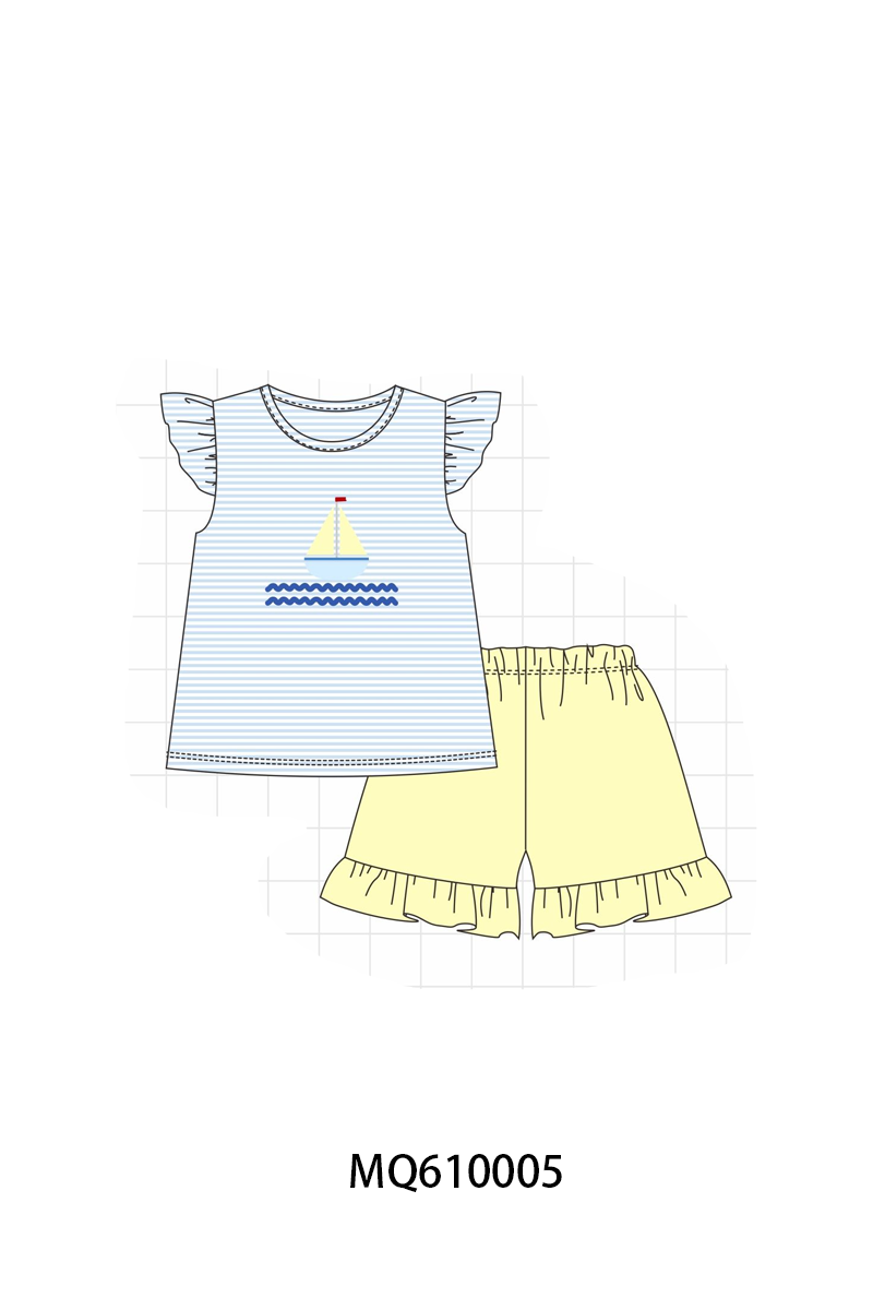 Blue stripe sailboat embroidery collection - ETA: May (Closes 11/01)