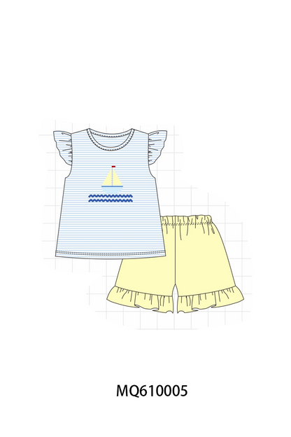 Blue stripe sailboat embroidery collection - ETA: May (Closes 11/01)