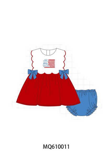 Red patriotic flag embroidery bow collection - ETA: May (Closes 11/01)