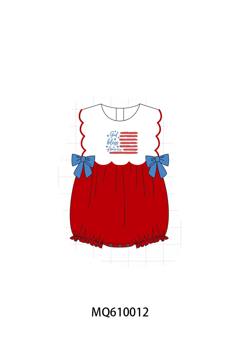 Red patriotic flag embroidery bow collection - ETA: May (Closes 11/01)