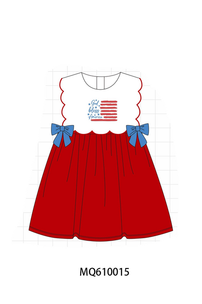 Red patriotic flag embroidery bow collection - ETA: May (Closes 11/01)