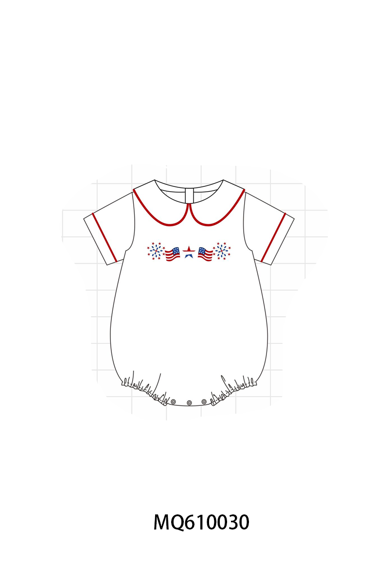 White Patriotic flag bow embroidery ruffle collection - ETA: May (Closes 11/01)