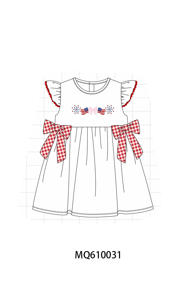 White Patriotic flag bow embroidery ruffle collection - ETA: May (Closes 11/01)