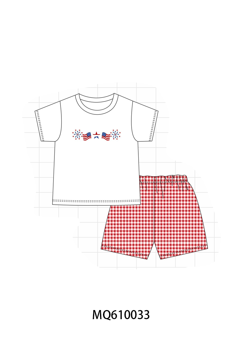 White Patriotic flag bow embroidery ruffle collection - ETA: May (Closes 11/01)