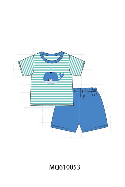 Purple & Blue whale embroidery stripe collection - ETA: May (Closes 11/01)