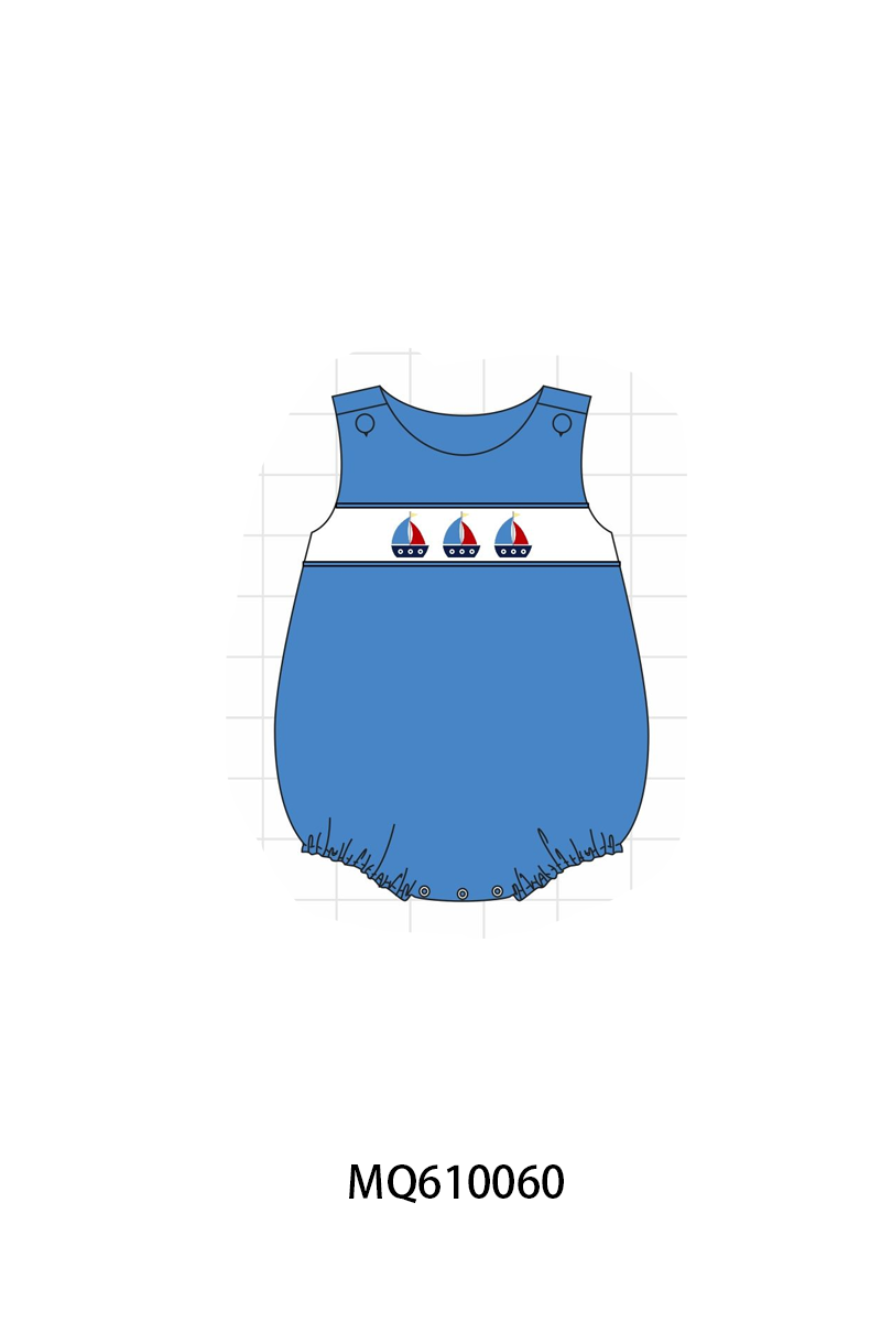 Blue sailboat embroidery gingham collection - ETA: May (Closes 11/01)