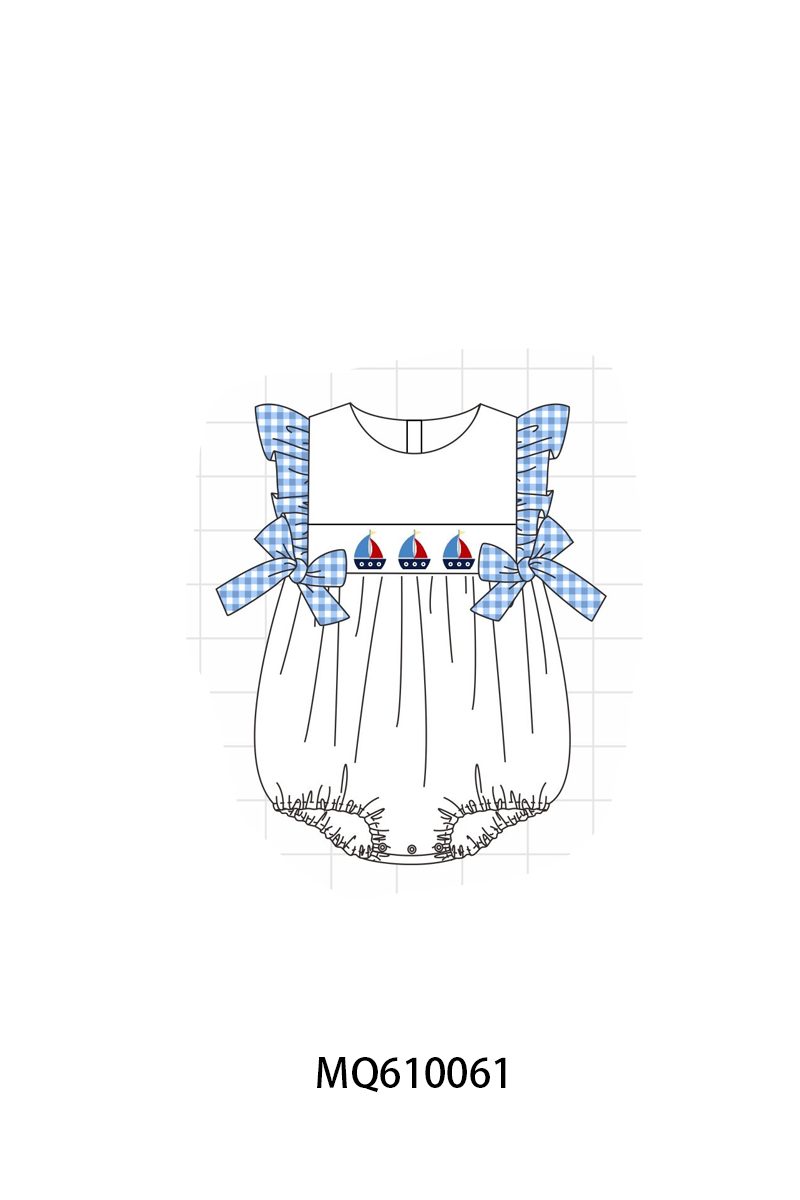 Blue sailboat embroidery gingham collection - ETA: May (Closes 11/01)