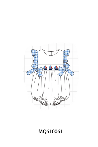 Blue sailboat embroidery gingham collection - ETA: May (Closes 11/01)