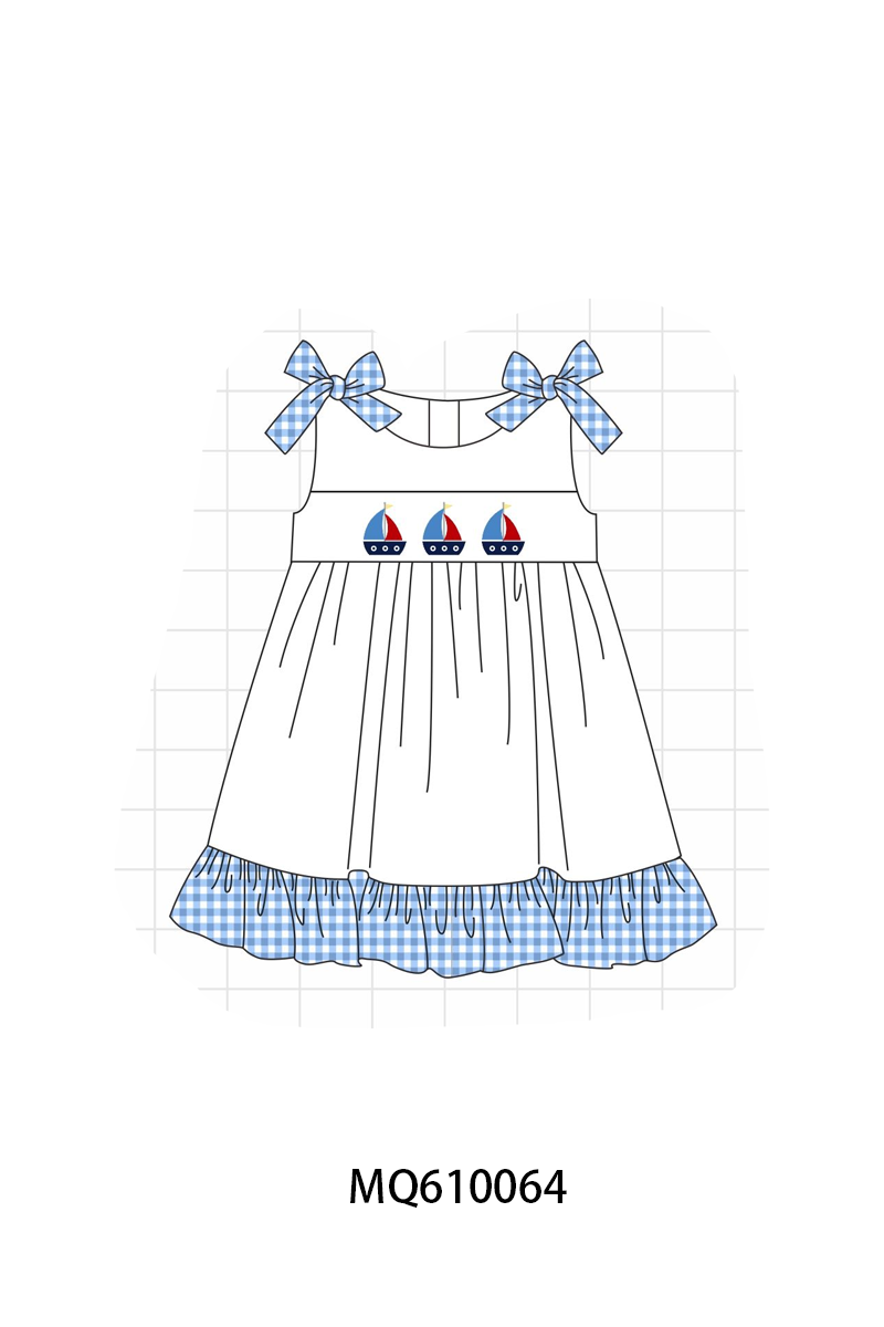 Blue sailboat embroidery gingham collection - ETA: May (Closes 11/01)