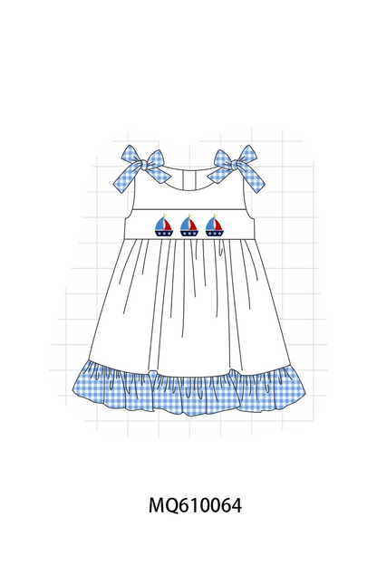 Blue sailboat embroidery gingham collection - ETA: May (Closes 11/01)