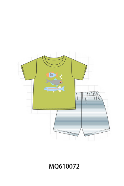 Olive fish applique stripe collection - ETA: May (Closes 11/01)