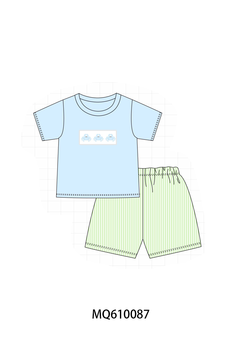 Blue&pink crab embroidery stripe collection - ETA: May (Closes 11/01)