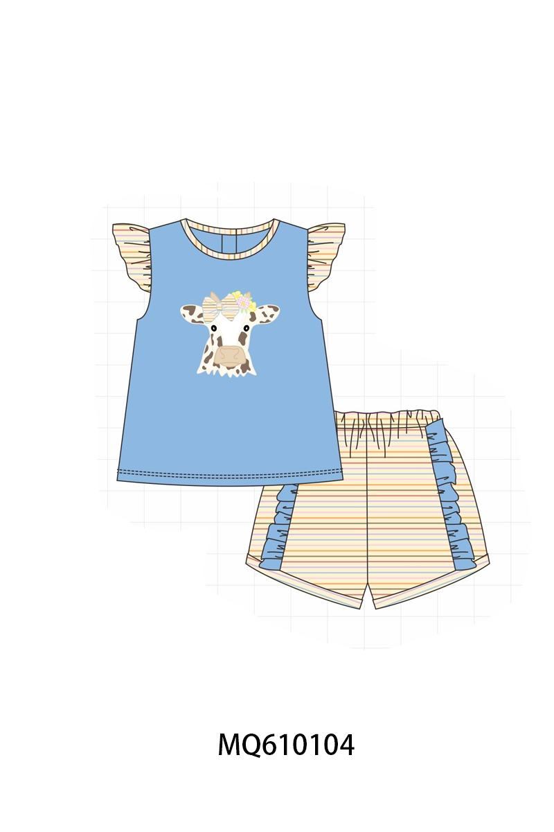 Blue cow applique stripe collection - ETA: May (Closes 11/01)