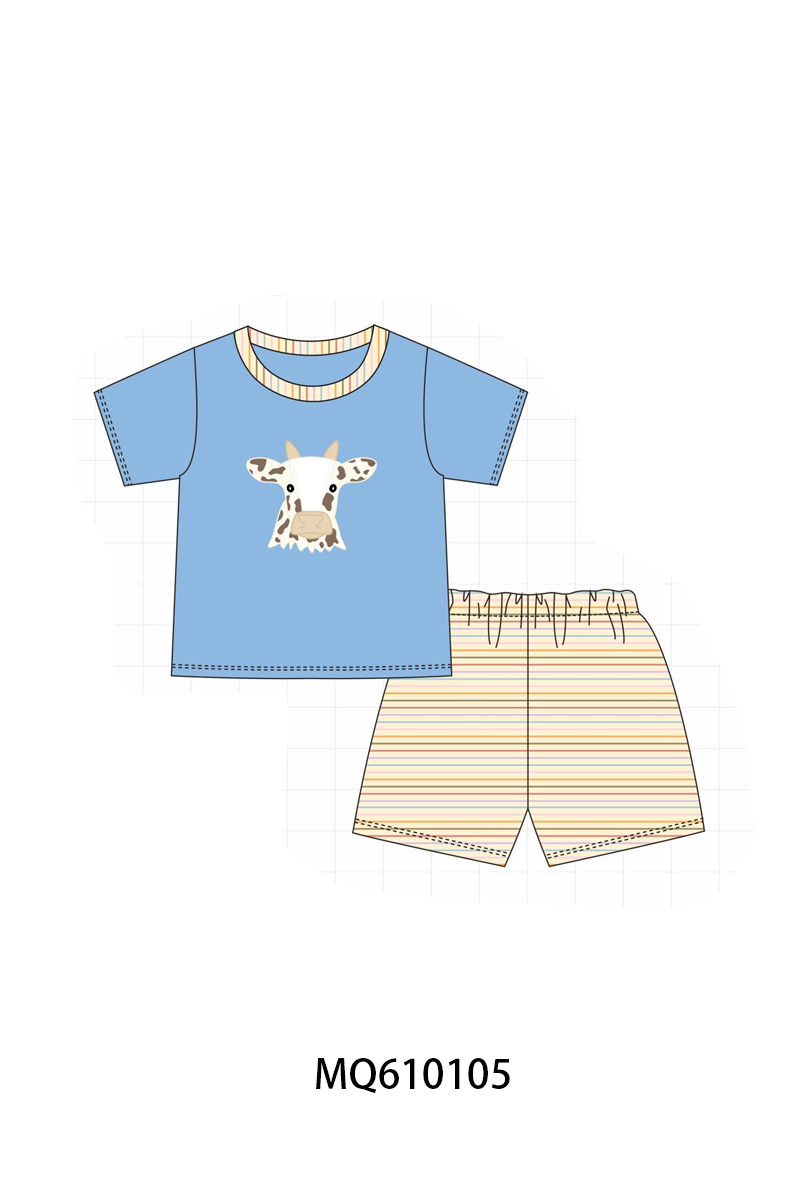 Blue cow applique stripe collection - ETA: May (Closes 11/01)