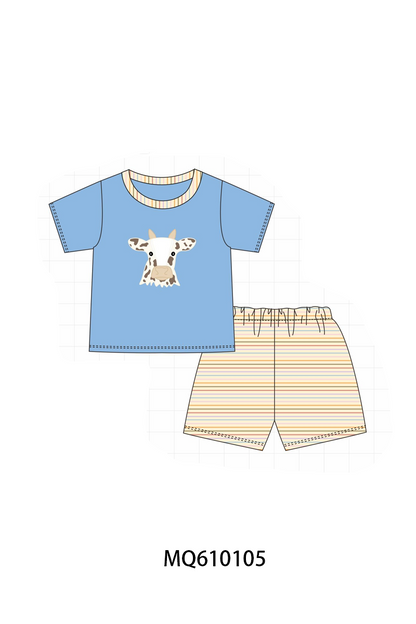 Blue cow applique stripe collection - ETA: May (Closes 11/01)