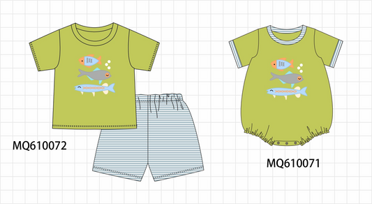 Olive fish applique stripe collection - ETA: May (Closes 11/01)