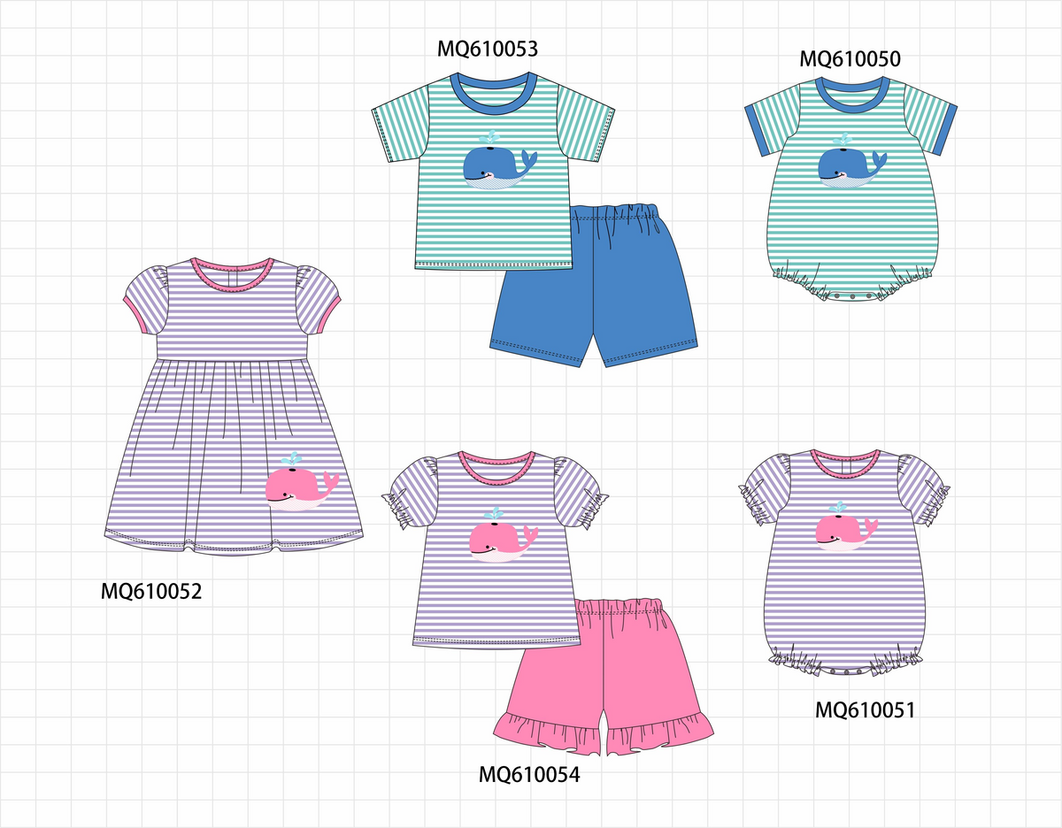 Purple & Blue whale embroidery stripe collection - ETA: May (Closes 11/01)